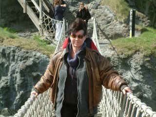 crossing the rope bridge